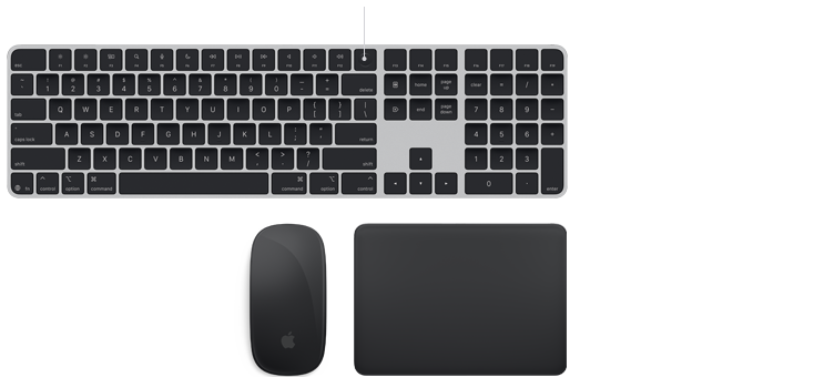 Magic Zubehör: Magic Keyboard in Schwarz mit Touch ID, Magic Mouse in Schwarz und Magic Trackpad in Schwarz