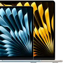 Zwei MacBook Air Laptops zeigen die Größenrelationen der Displays: 13.6