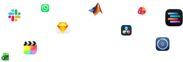 Verschiedene App Symbole sind angeordnet um den Text: Lass deine Pro Apps abheben
